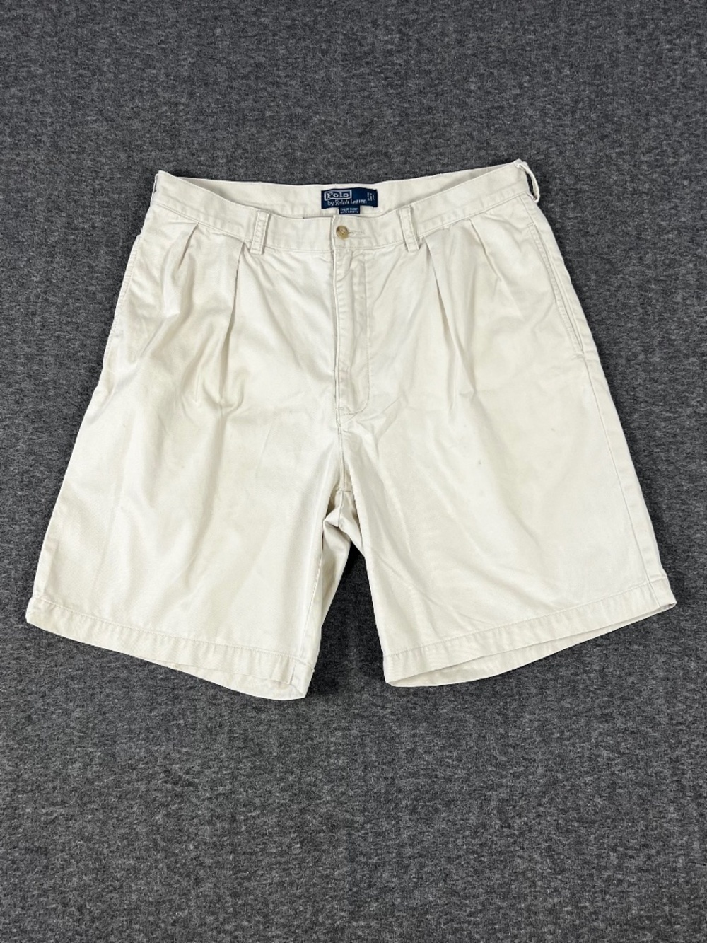 Vintage Polo Ralph Lauren Tyler Shorts Men's 35 Cream White Double Pleated Chino